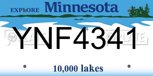 YNF4341 Minnesota License Plate