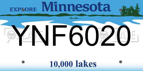 YNF6020 Minnesota License Plate