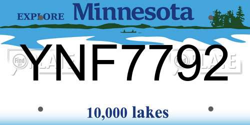 YNF7792 Minnesota License Plate