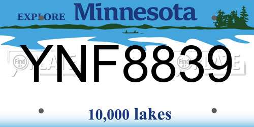 YNF8839 Minnesota License Plate