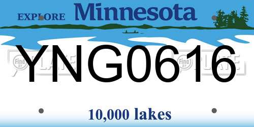 YNG0616 Minnesota License Plate