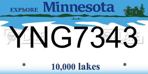 YNG7343 Minnesota License Plate