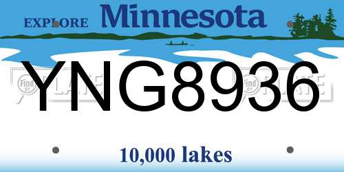 YNG8936 Minnesota License Plate