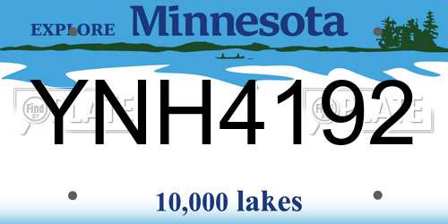 YNH4192 Minnesota License Plate