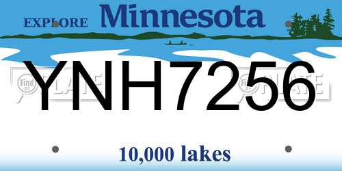 YNH7256 Minnesota License Plate