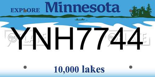 YNH7744 Minnesota License Plate