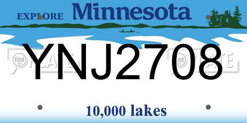 YNJ2708 Minnesota License Plate
