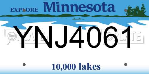YNJ4061 Minnesota License Plate