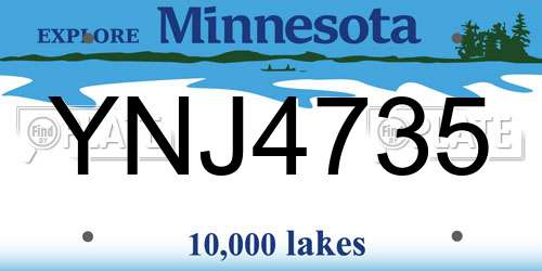 YNJ4735 Minnesota License Plate