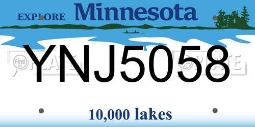 YNJ5058 Minnesota License Plate