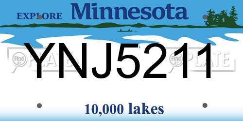 YNJ5211 Minnesota License Plate