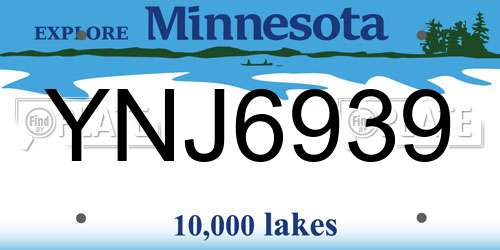 YNJ6939 Minnesota License Plate