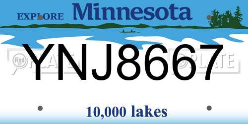 YNJ8667 Minnesota License Plate