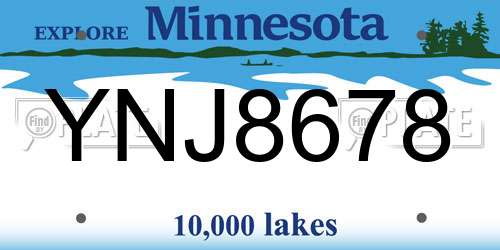 YNJ8678 Minnesota License Plate