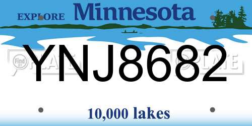 YNJ8682 Minnesota License Plate