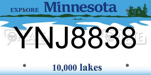 YNJ8838 Minnesota License Plate