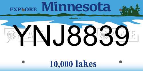 YNJ8839 Minnesota License Plate