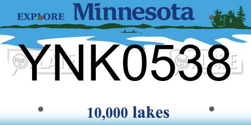 YNK0538 Minnesota License Plate