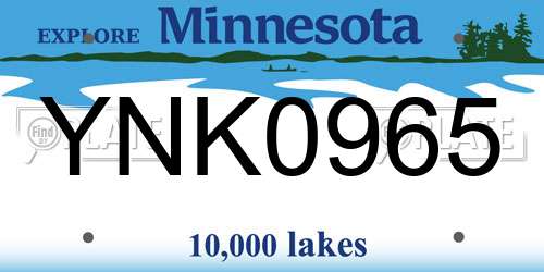YNK0965 Minnesota License Plate