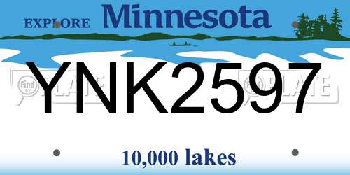 YNK2597 Minnesota License Plate
