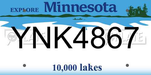 YNK4867 Minnesota License Plate