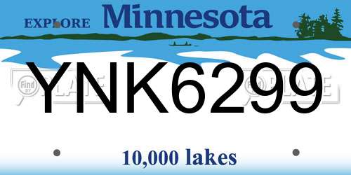 YNK6299 Minnesota License Plate