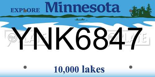 YNK6847 Minnesota License Plate