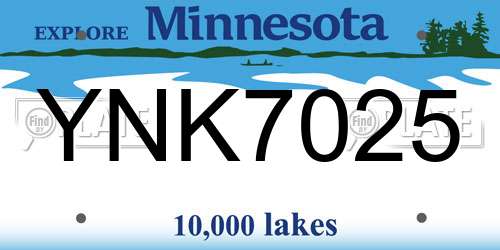 YNK7025 Minnesota License Plate