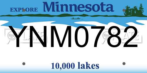YNM0782 Minnesota License Plate
