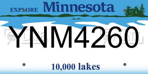 YNM4260 Minnesota License Plate