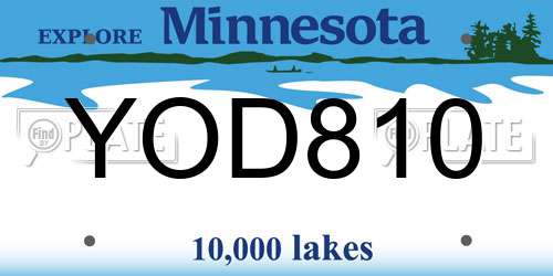 YOD810 Minnesota License Plate