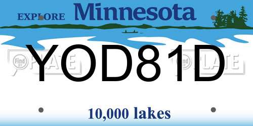 YOD81D Minnesota License Plate