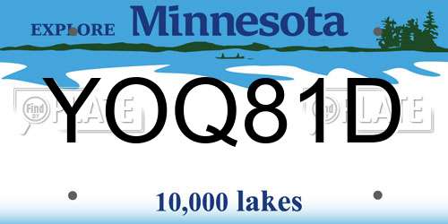YOQ81D Minnesota License Plate