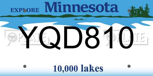 YQD810 Minnesota License Plate