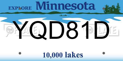 YQD81D Minnesota License Plate