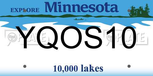 YQOS10 Minnesota License Plate