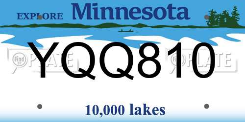 YQQ810 Minnesota License Plate