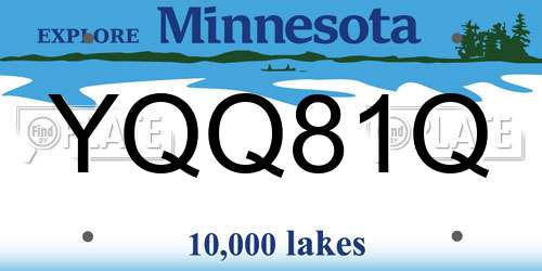 YQQ81Q Minnesota License Plate