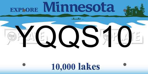 YQQS10 Minnesota License Plate