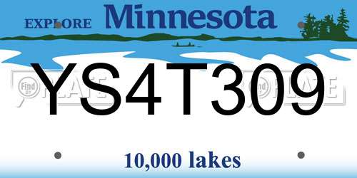 YS4T309 Minnesota License Plate