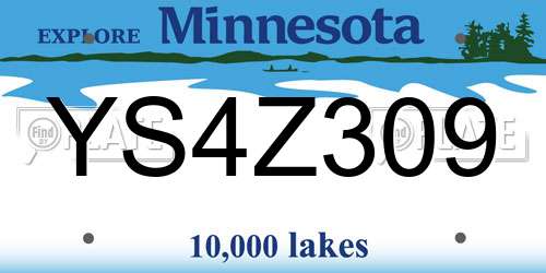 YS4Z309 Minnesota License Plate