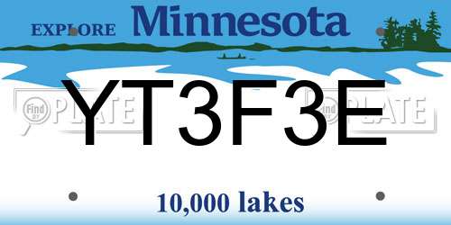 YT3F3E Minnesota License Plate