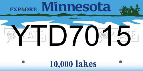 YTD7015 Minnesota License Plate