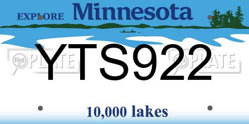 YTS922 Minnesota License Plate