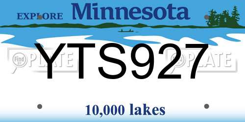 YTS927 Minnesota License Plate