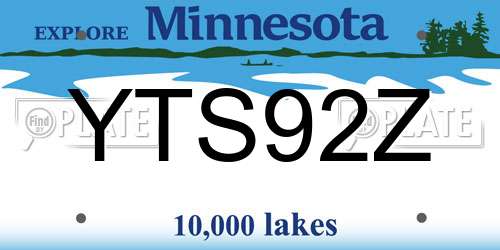 YTS92Z Minnesota License Plate