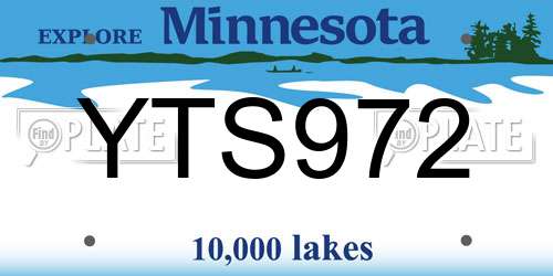 YTS972 Minnesota License Plate
