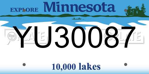 YU30087 Minnesota License Plate