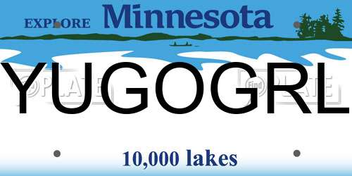 YUGOGRL Minnesota License Plate