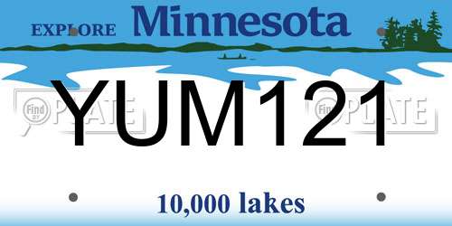 YUM121 Minnesota License Plate